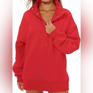 Woman’s Gacaky Red Oversized Sweatshirt Large NWT